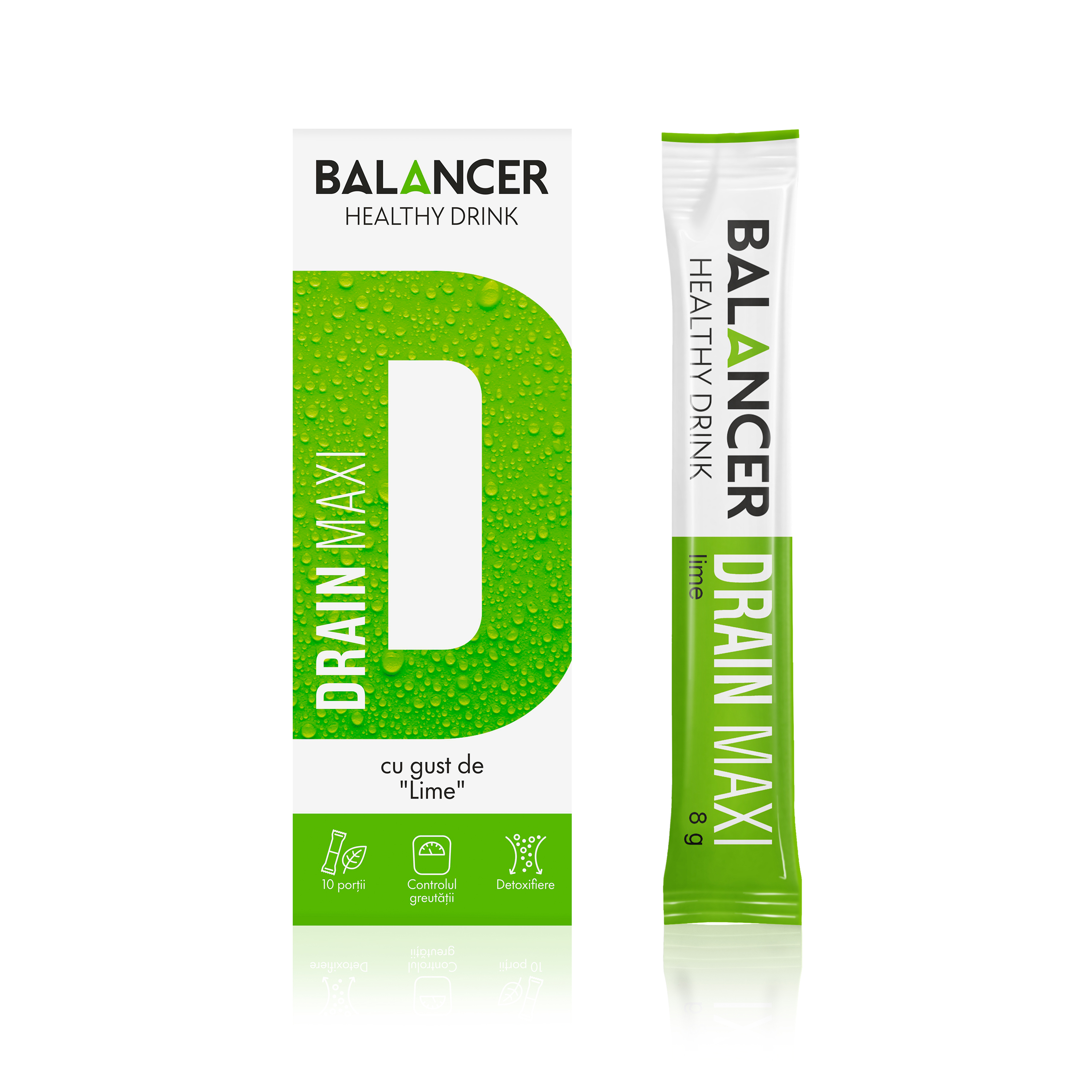 BALANCER DRAIN MAXI со вкусом «Лайм», с подсластителями. Концентрат пищевой, 10 стиков