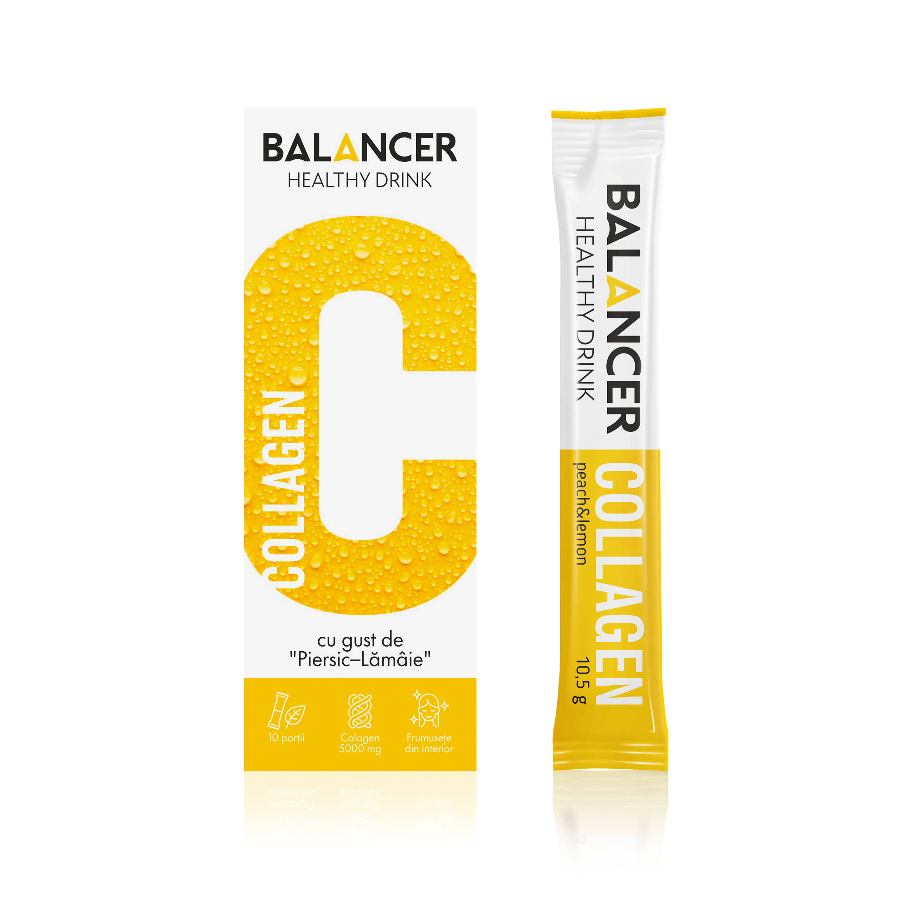 Balancer Collagen с гиалуроновой кислотой и витамином С, со вкусом «Персик-лимон», 10 стиков