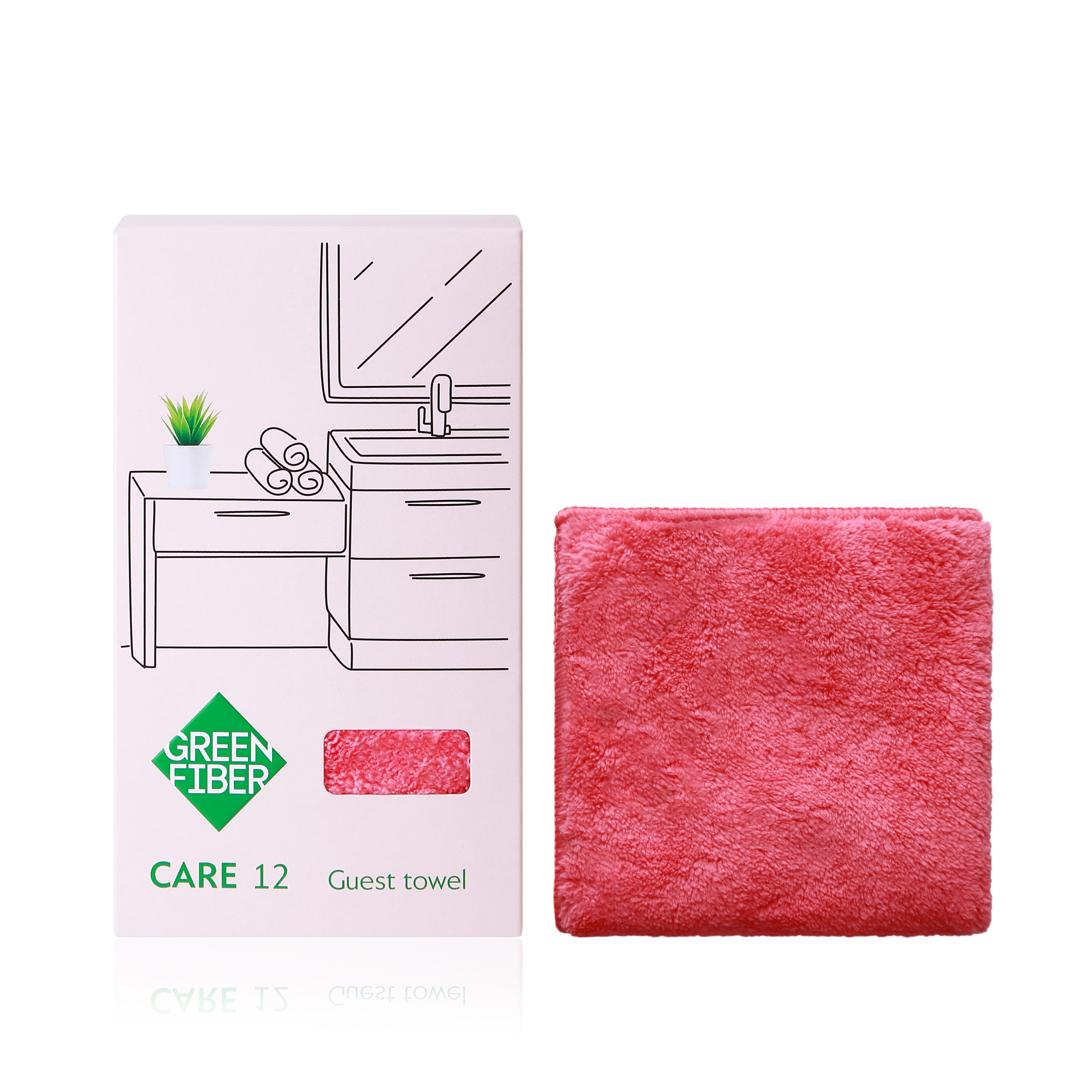 Полотенце гостевое Green Fiber CARE 12, коралловое
