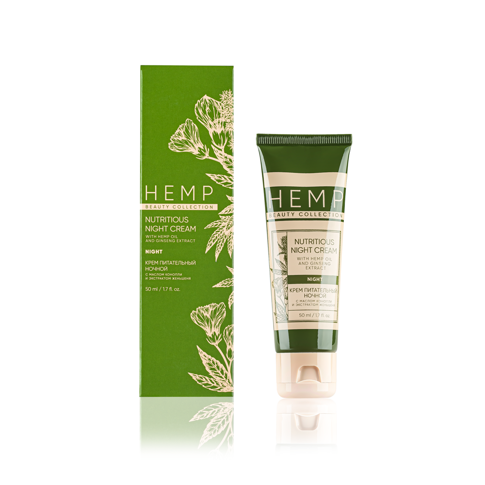 Yuz terisini intensiv oziqlantirish uchun HEMP tungi kremi, 50 ml
