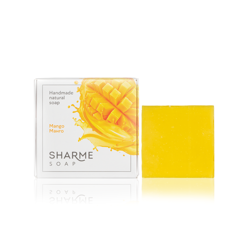 Натуральное твёрдое мыло ручной работы с ароматом манго SHARME SOAP, 80 г.